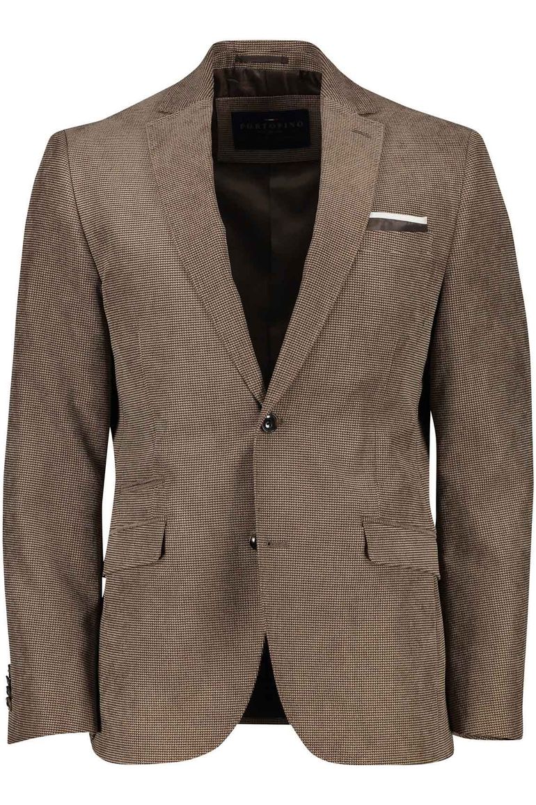 Portofino colbert bruin geprint normale fit