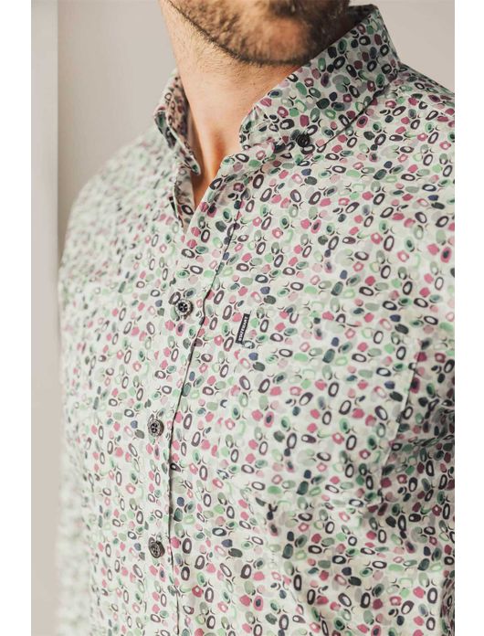 casual overhemd State of Art roze geprint katoen, stretch wijde fit