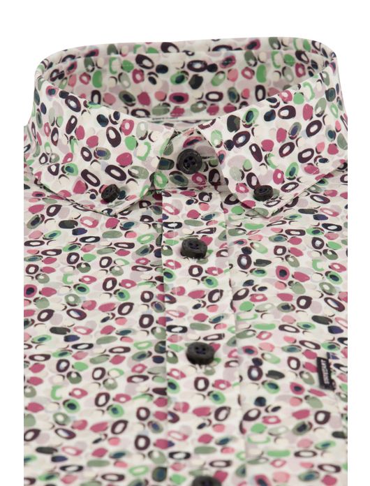casual overhemd State of Art roze geprint katoen, stretch wijde fit