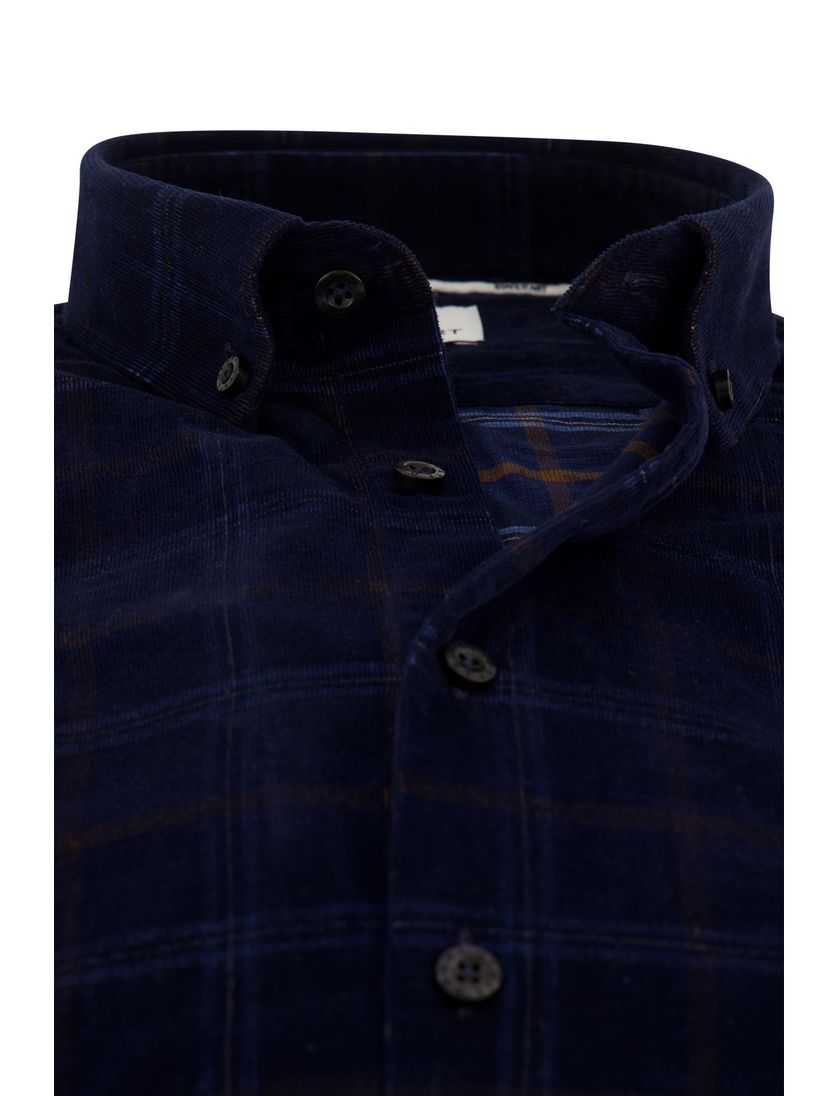 State of Art overhemd donkerblauw geruit katoen