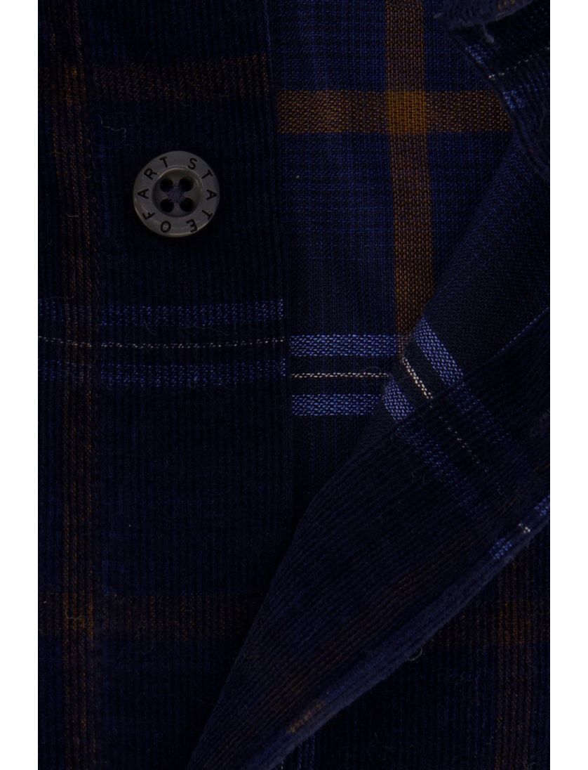 State of Art overhemd donkerblauw geruit katoen