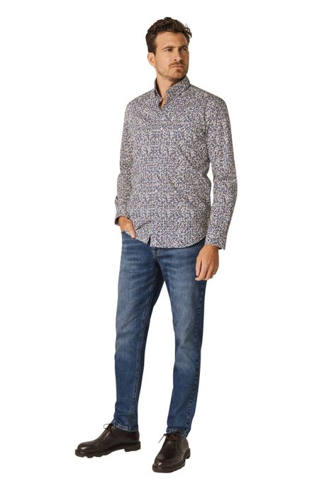 State of Art casual overhemd blauw geprint