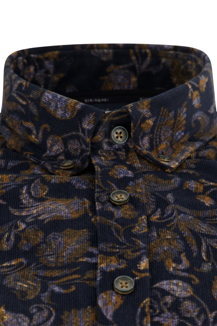 Corduroy State of Art casual overhemd donkerblauw wijde fit
