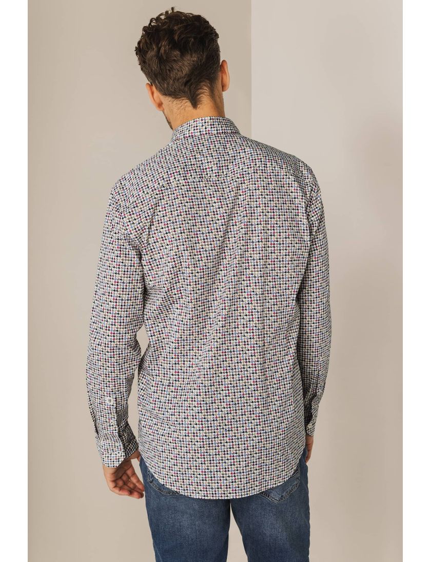 State of Art casual overhemd beige geprint borstzak