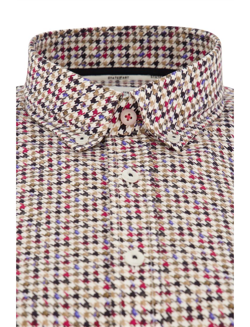 State of Art casual overhemd beige geprint borstzak