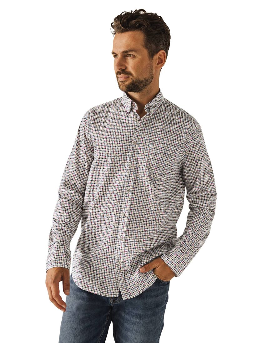 State of Art casual overhemd beige geprint borstzak