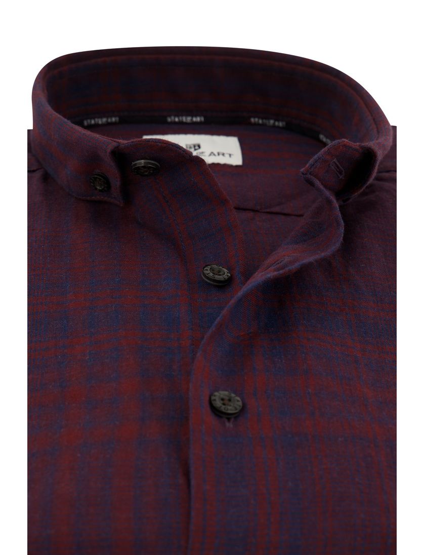 State of Art casual overhemd bordeaux geruit wijde fit