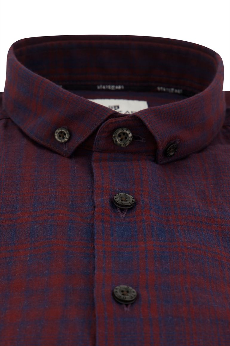 casual overhemd State of Art bordeaux geruit katoen wijde fit