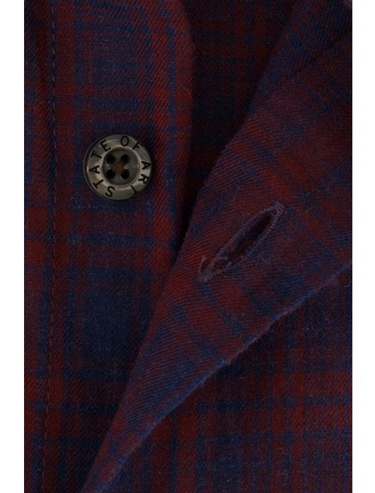 casual overhemd State of Art bordeaux geruit katoen wijde fit