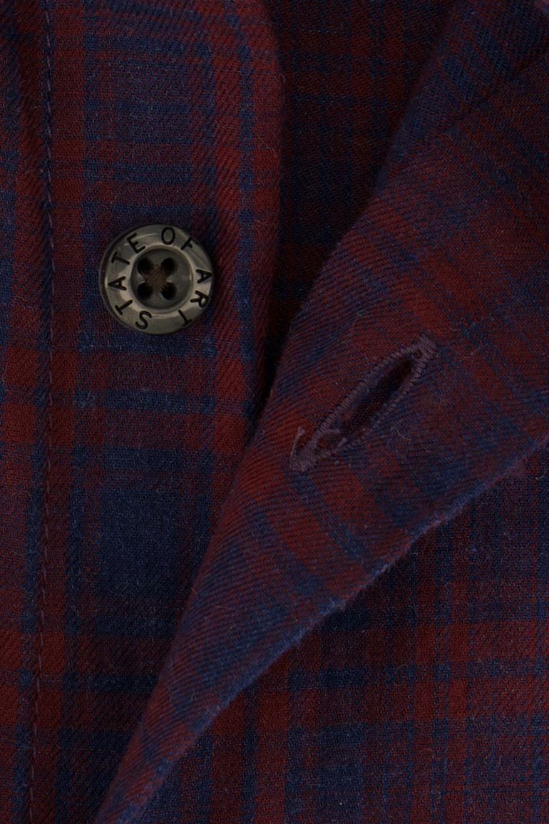 casual overhemd State of Art bordeaux geruit katoen wijde fit