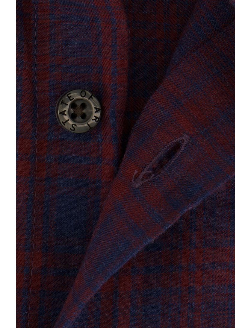 State of Art casual overhemd bordeaux geruit wijde fit