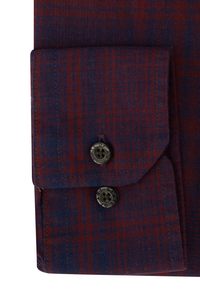 casual overhemd State of Art bordeaux geruit katoen wijde fit