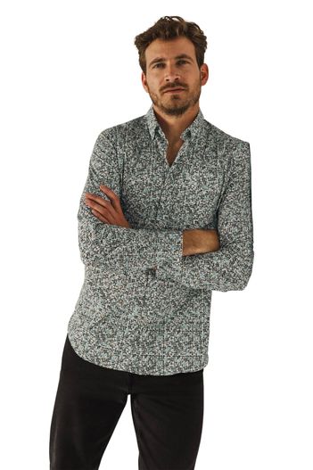 State of Art State of Art casual overhemd wijde fit blauw geprint