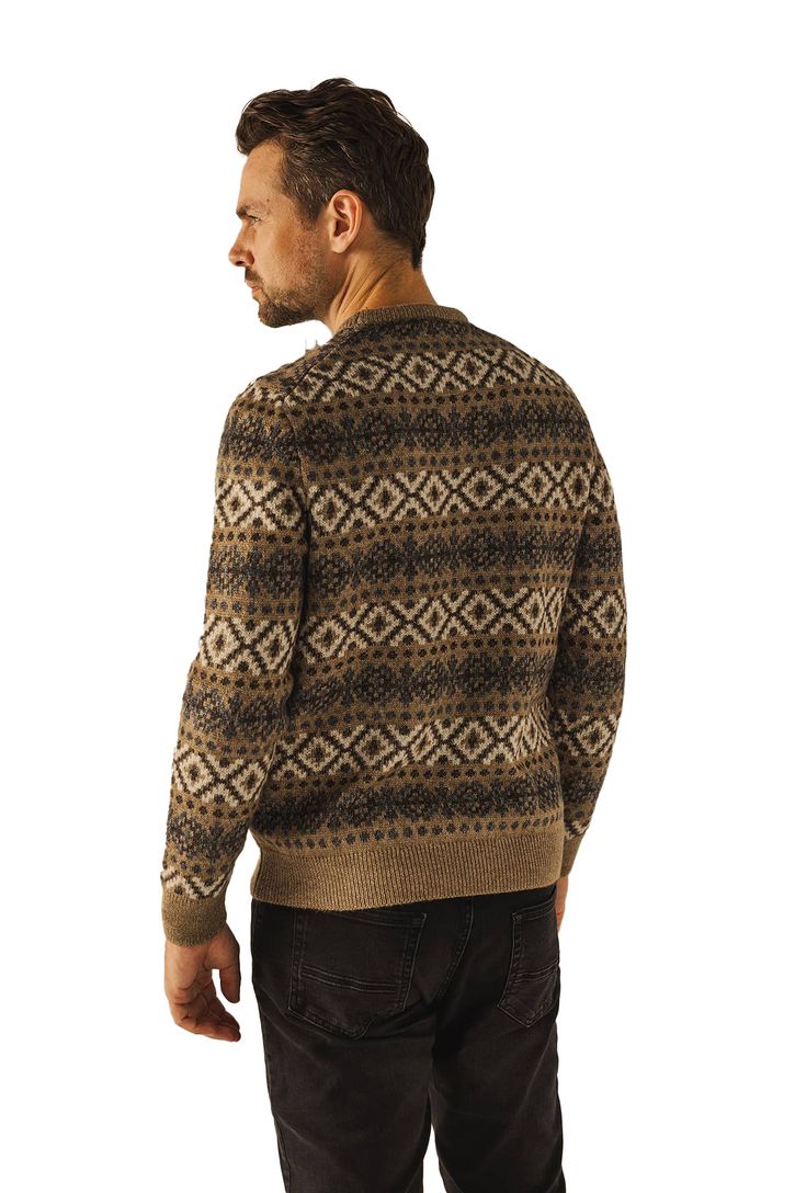 Trui State of Art bruin geprint wijde fit