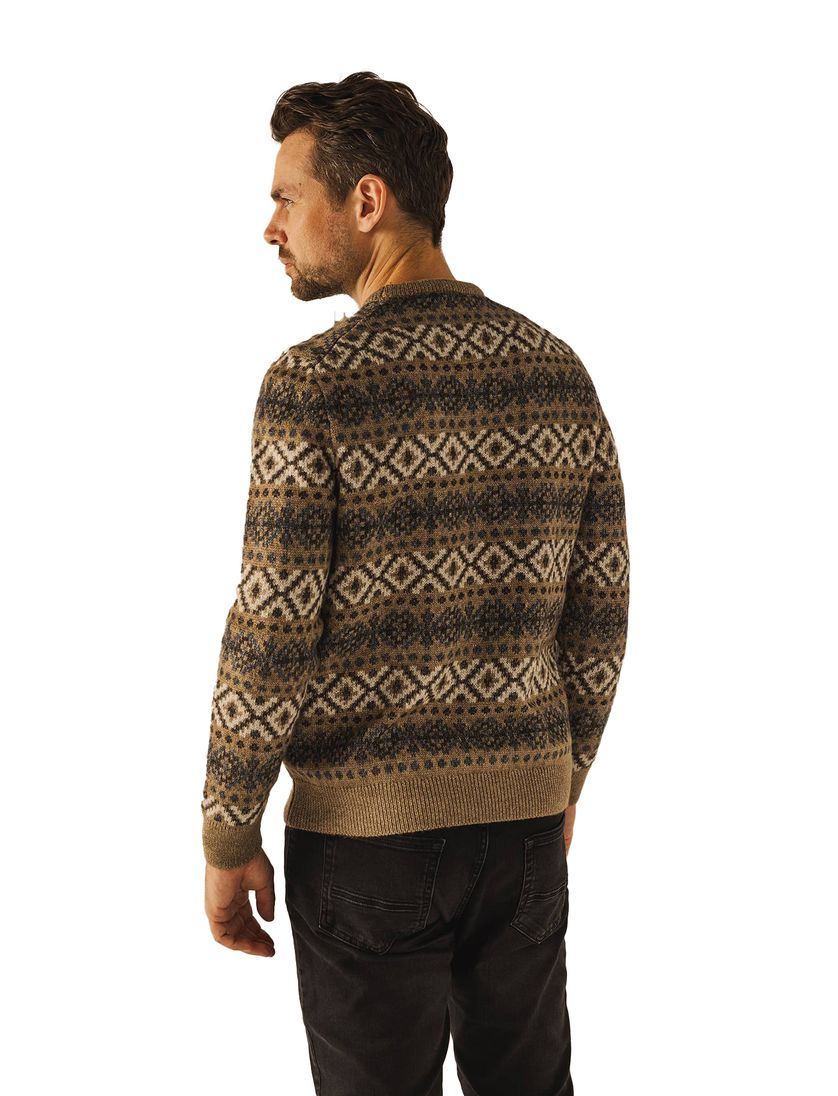 Trui State of Art bruin geprint wijde fit