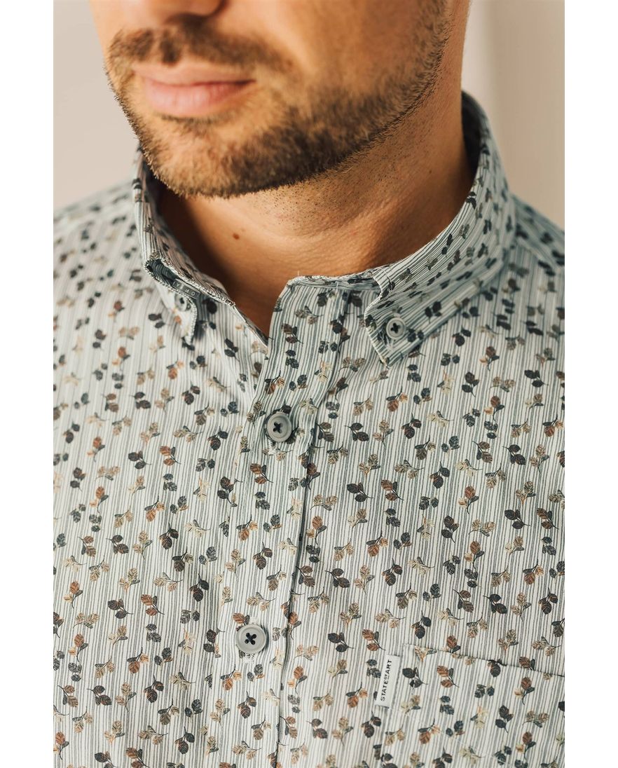 State of Art casual overhemd groen geprint