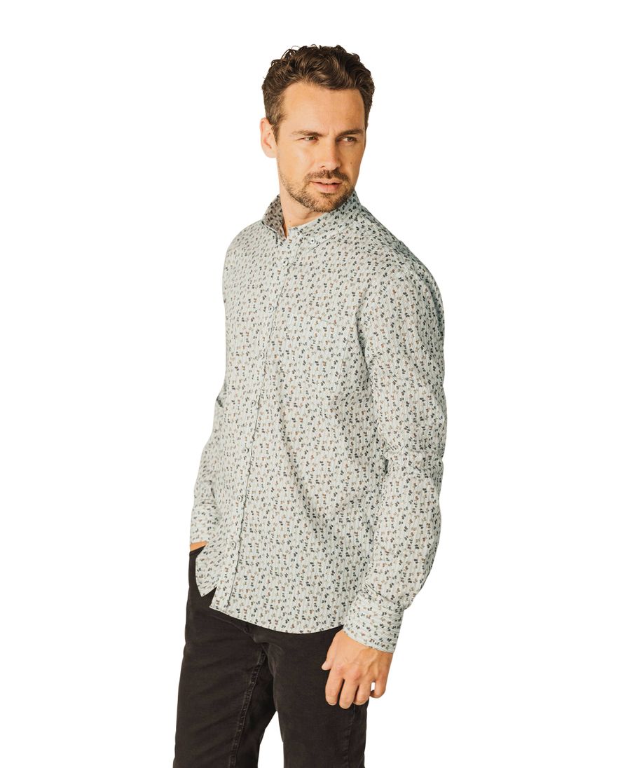 State of Art casual overhemd groen geprint