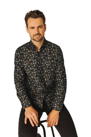 State of Art State of Art casual overhemd grijs geprint