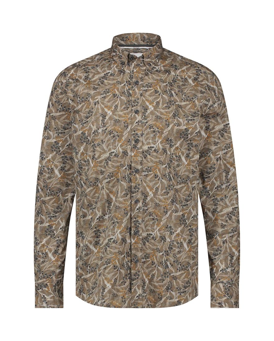 State of Art overhemd grijs geprint wijde fit