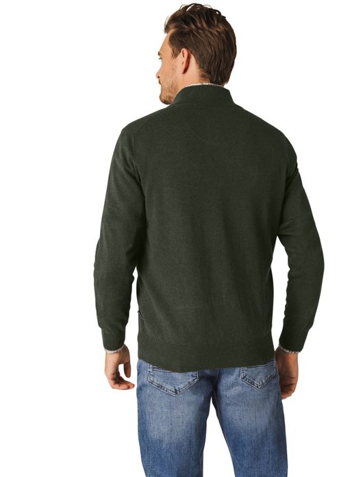 vest State of Art groen effen katoen rits