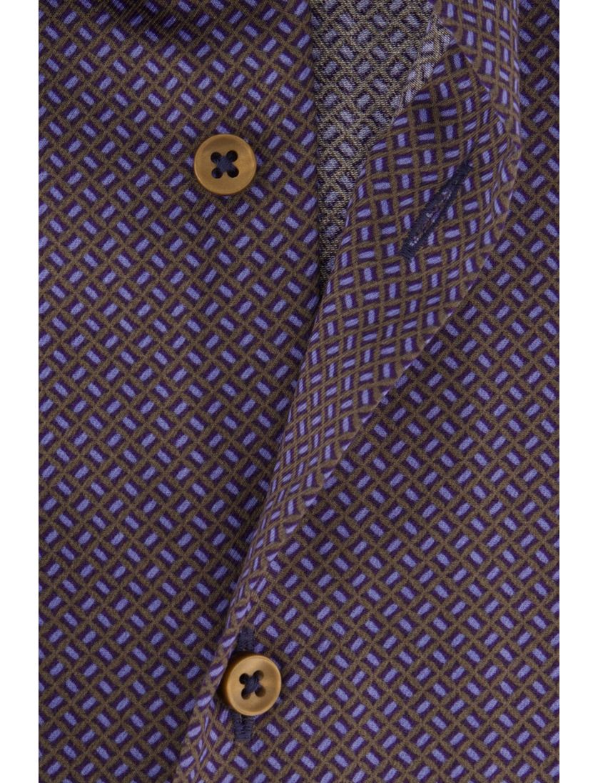 Eterna overhemd paars geprint ml 7 katoen