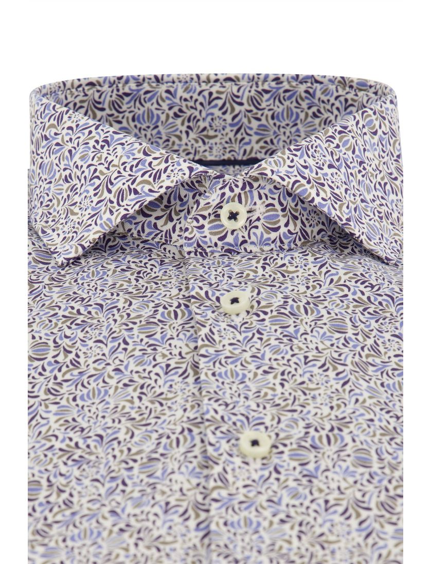 Geprint Eterna ml7 overhemd comfort fit blauw