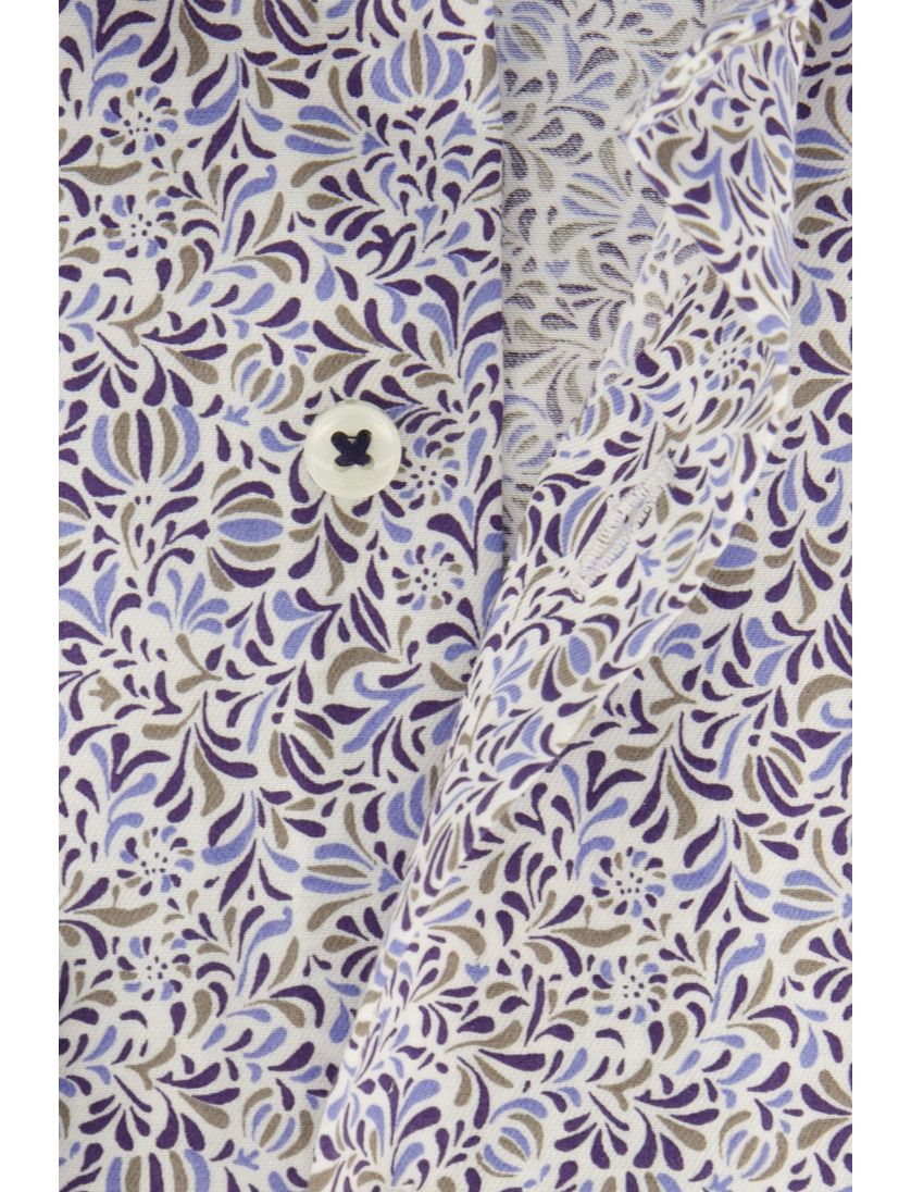 Geprint Eterna ml7 overhemd comfort fit blauw