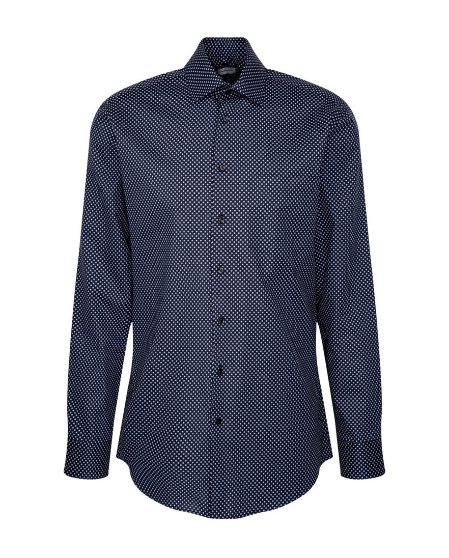 Seidensticker overhemd blauw geprint zonder borstzak