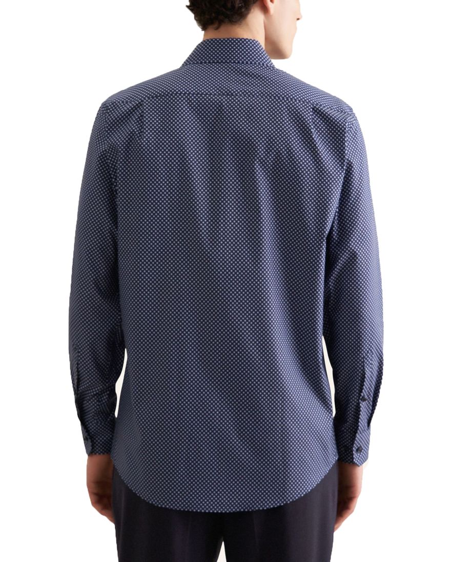 Seidensticker overhemd blauw geprint zonder borstzak