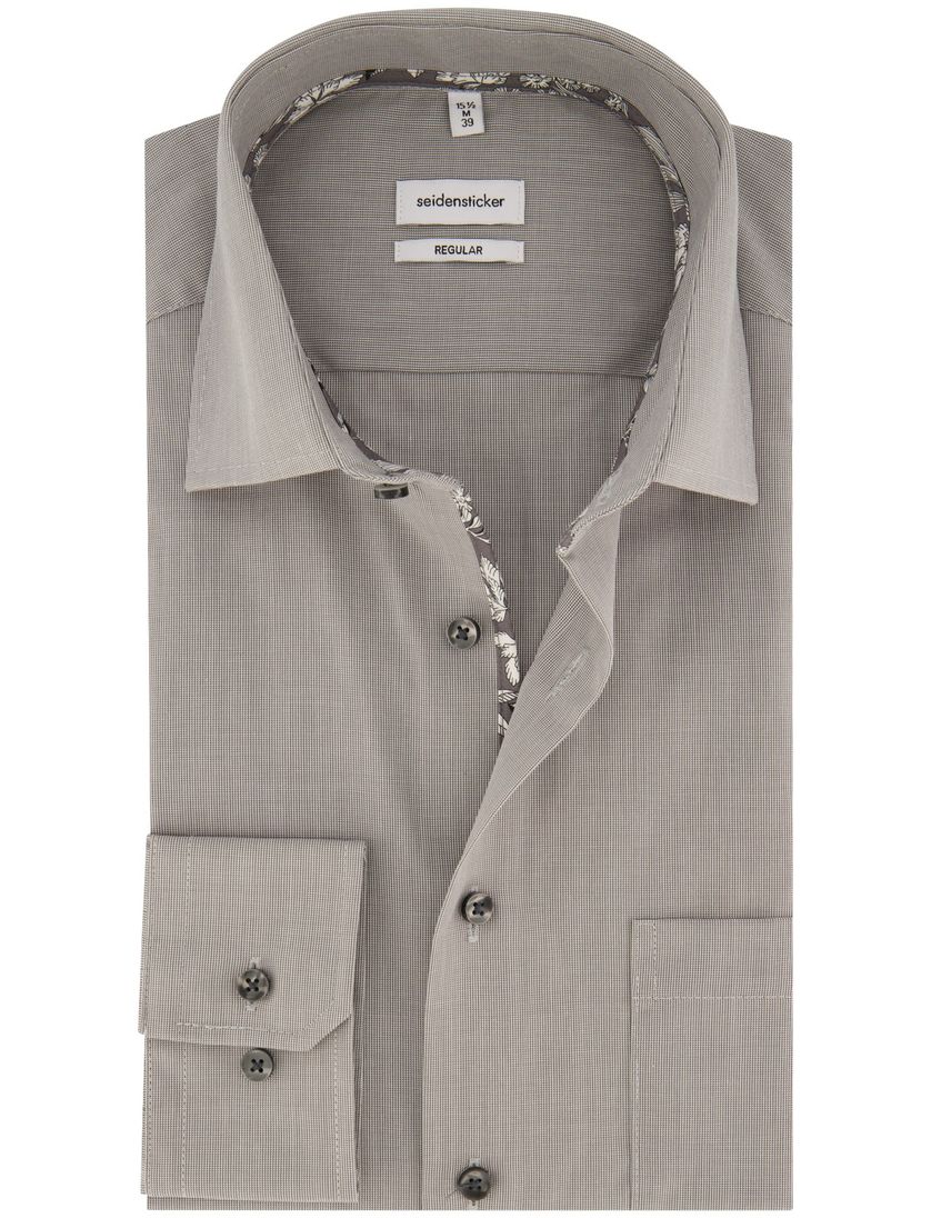 Seidensticker normale fit overhemd grijs strijkvrij