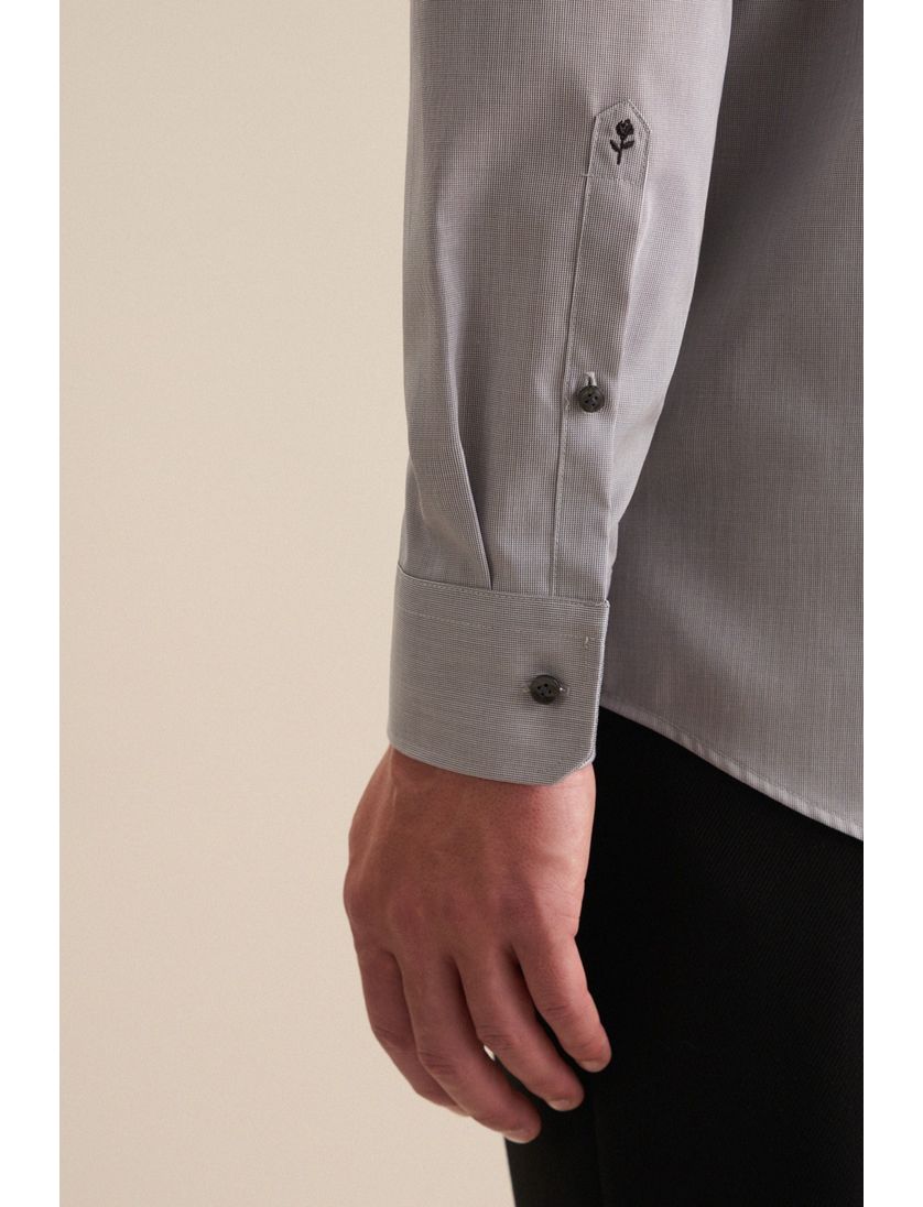 Seidensticker normale fit overhemd grijs strijkvrij