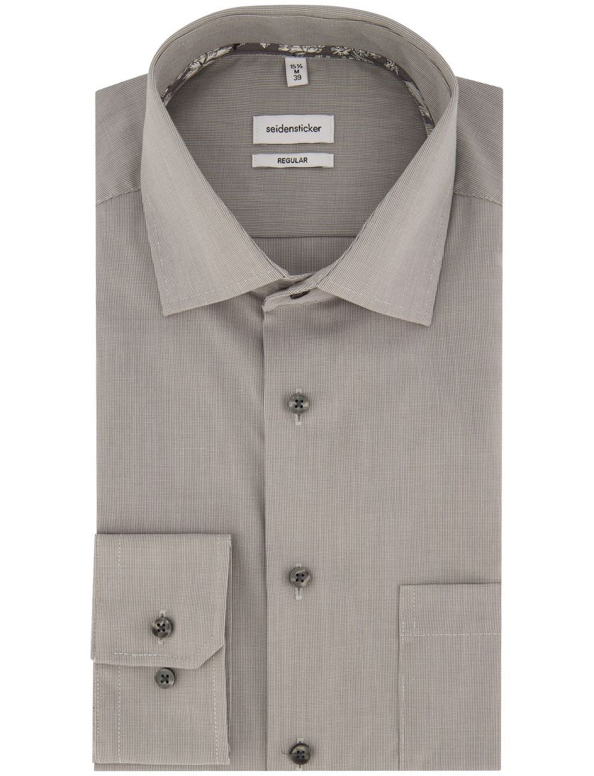 Seidensticker normale fit overhemd grijs strijkvrij