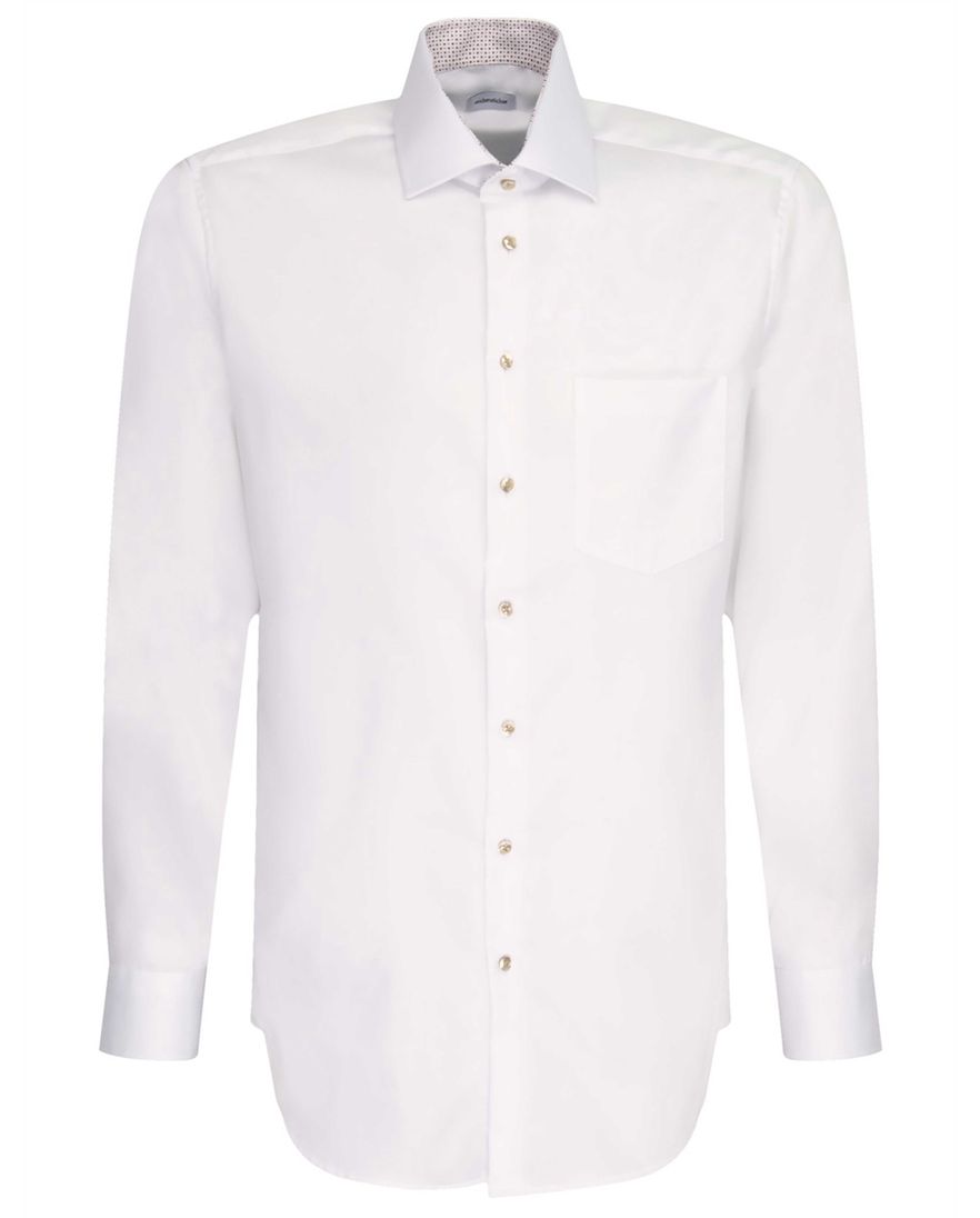 Seidensticker Regular overhemd wit semi-wide spread boord