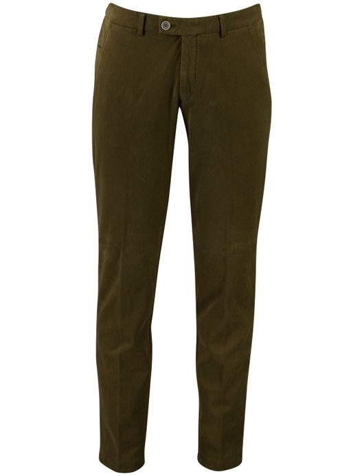 Katoenen flatfront broek Hiltl effen groen