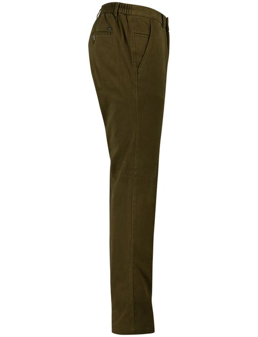 Katoenen flatfront broek Hiltl effen groen