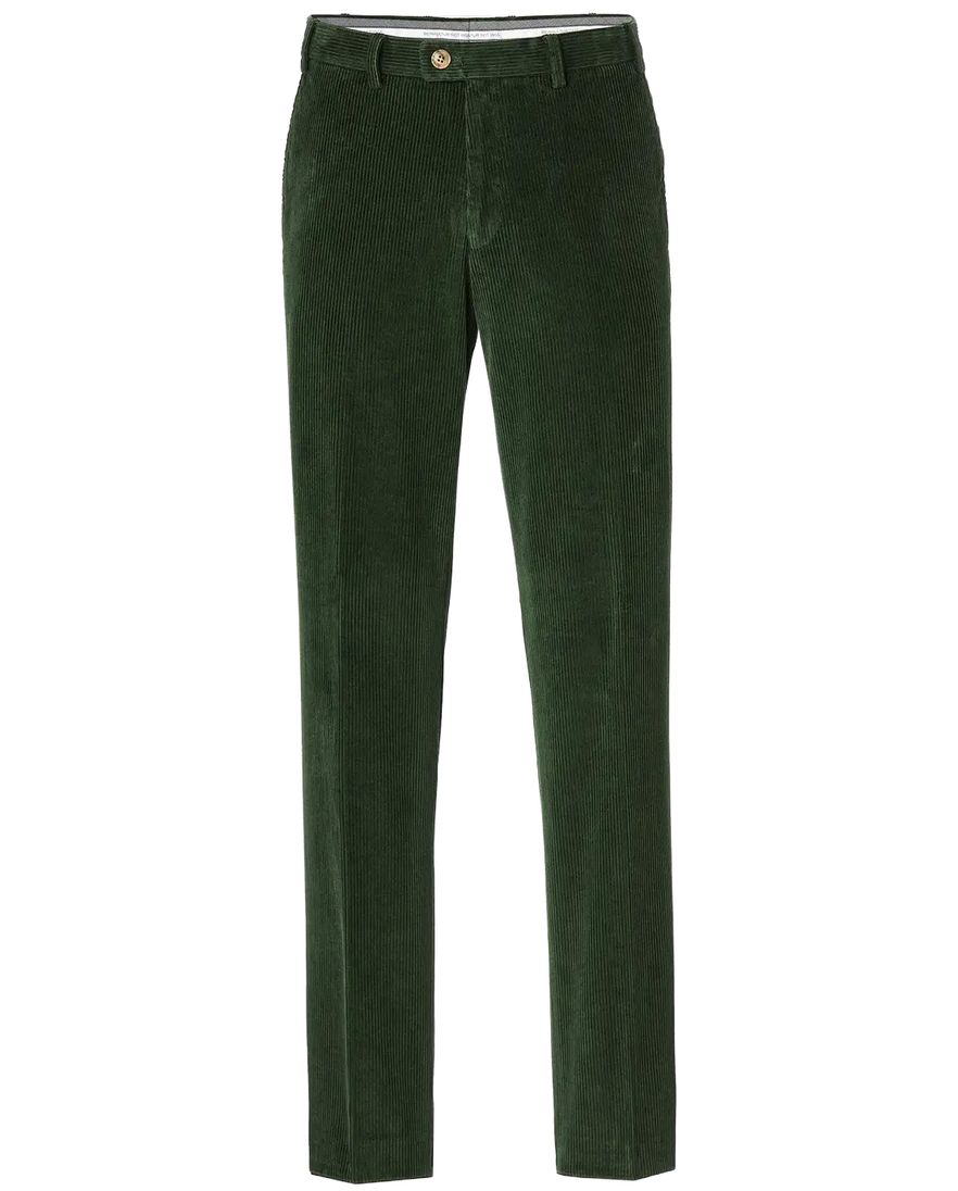 Hiltl flatfront donkergroen ribstof normale fit corduroy