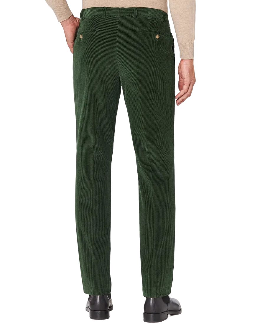 Hiltl flatfront donkergroen ribstof normale fit corduroy