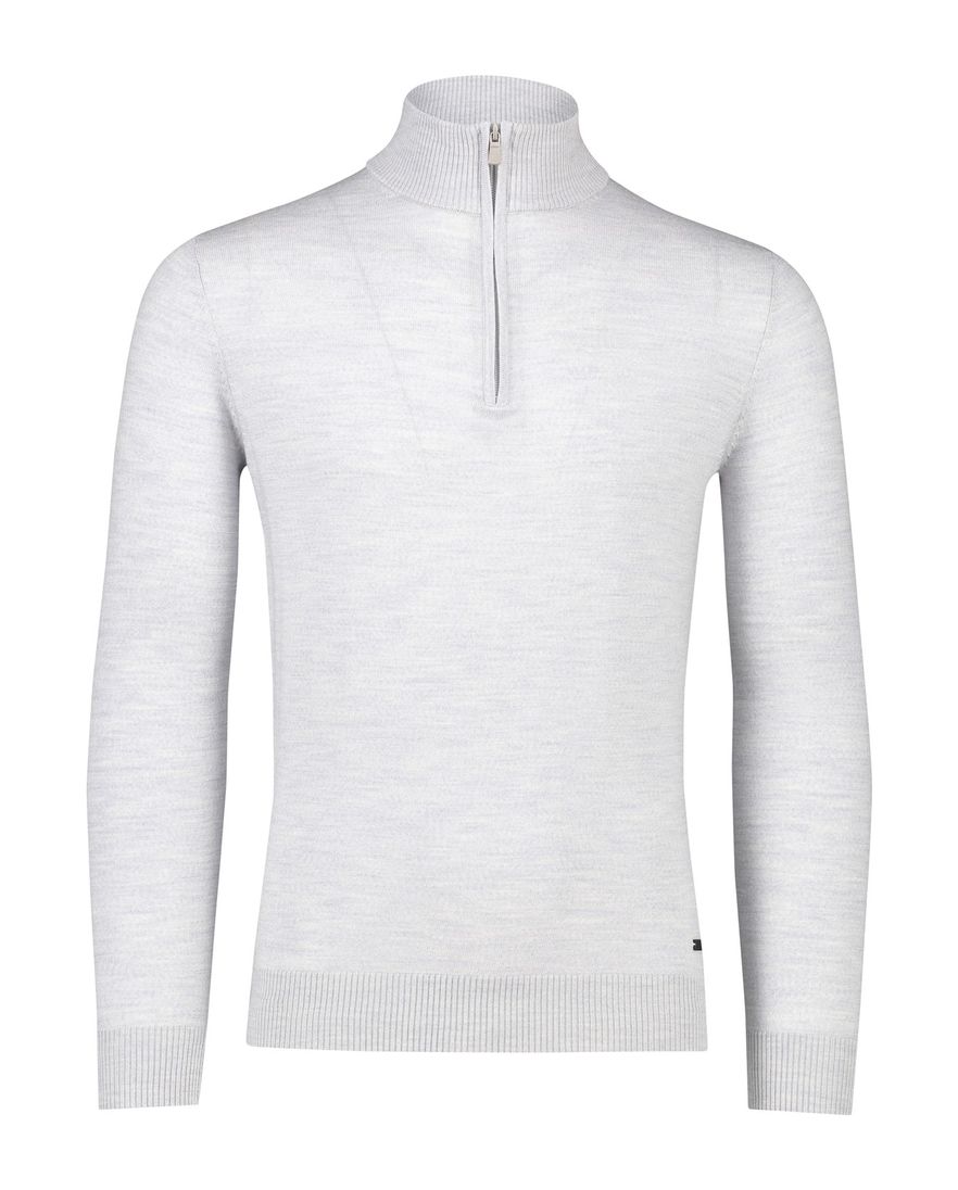 Born With Appetite trui grijs half zip gemêleerd