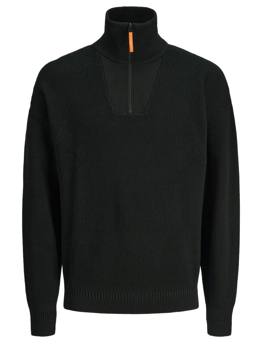Jack & Jones Plus Size half zip trui zwart effen