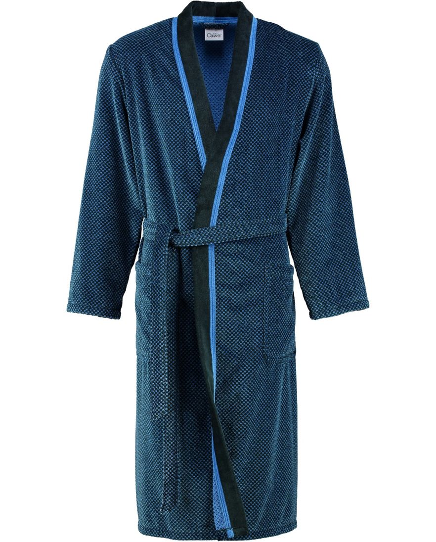 badjas Cawö blauw zwart katoen