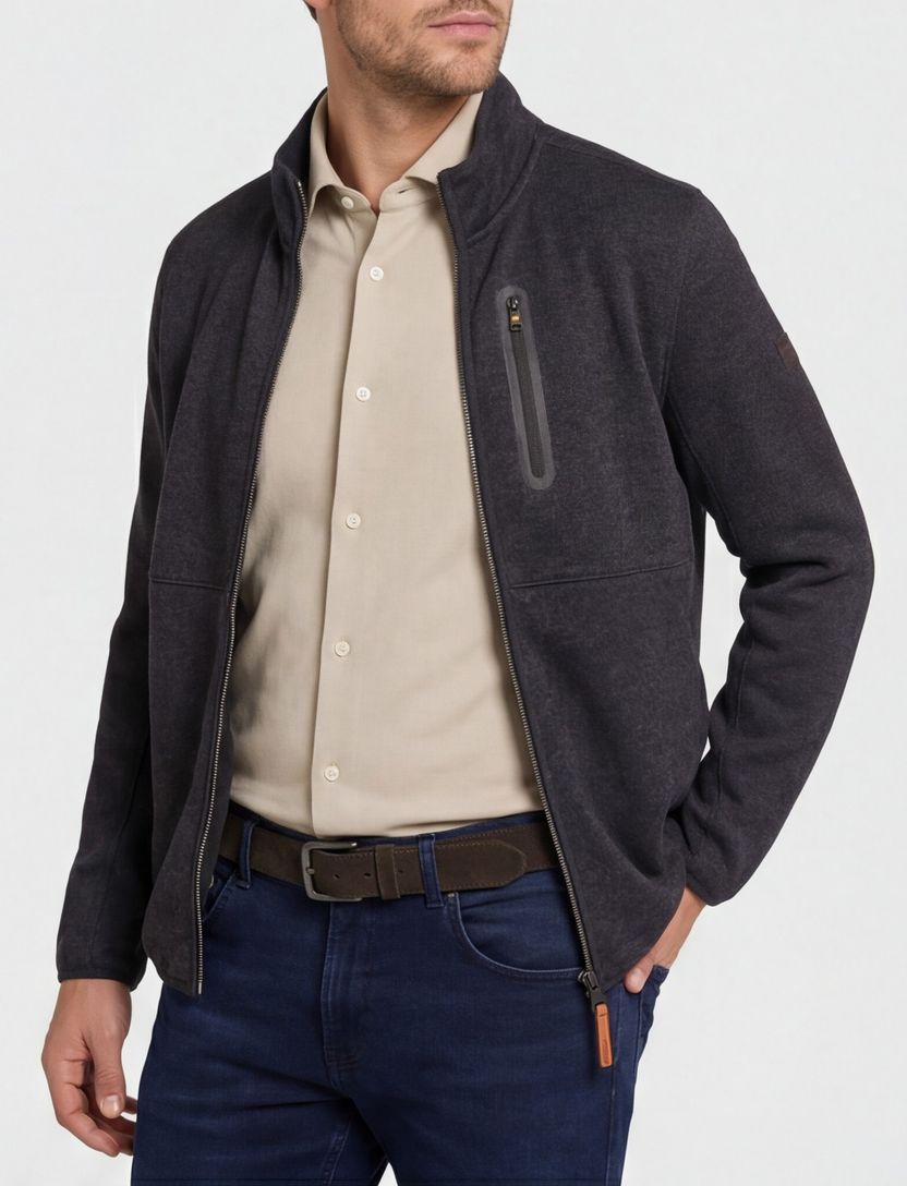 vest Camel Active donkerblauw effen wijde fit rits