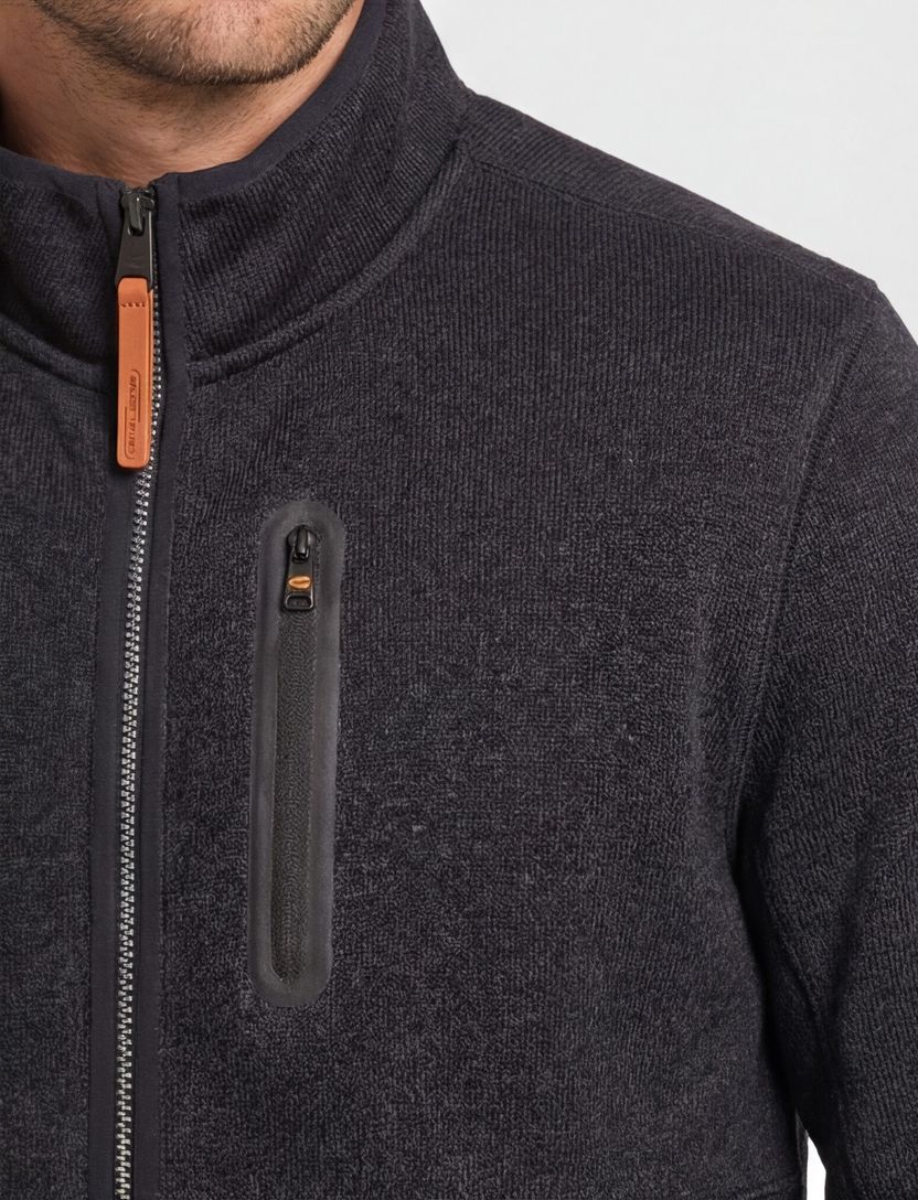 vest Camel Active donkerblauw effen wijde fit rits