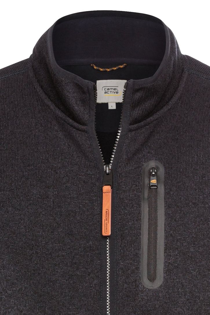 vest Camel Active donkerblauw effen wijde fit rits
