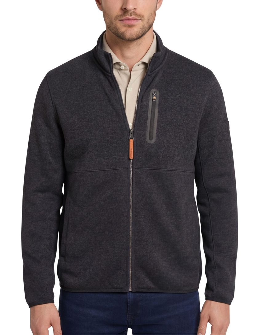 vest Camel Active donkerblauw effen wijde fit rits