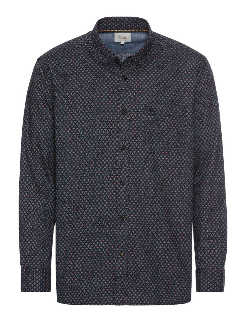 Camel Active overhemd donkerblauw geprint button down