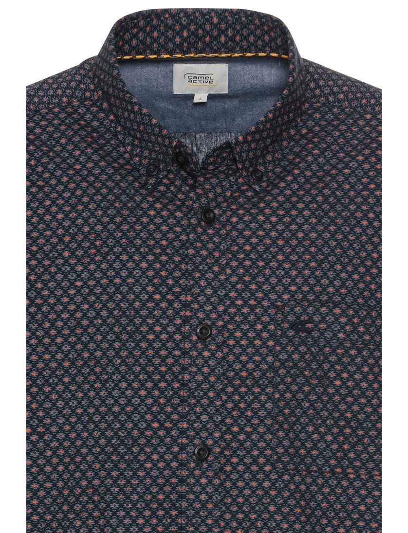 Camel Active overhemd donkerblauw geprint button down