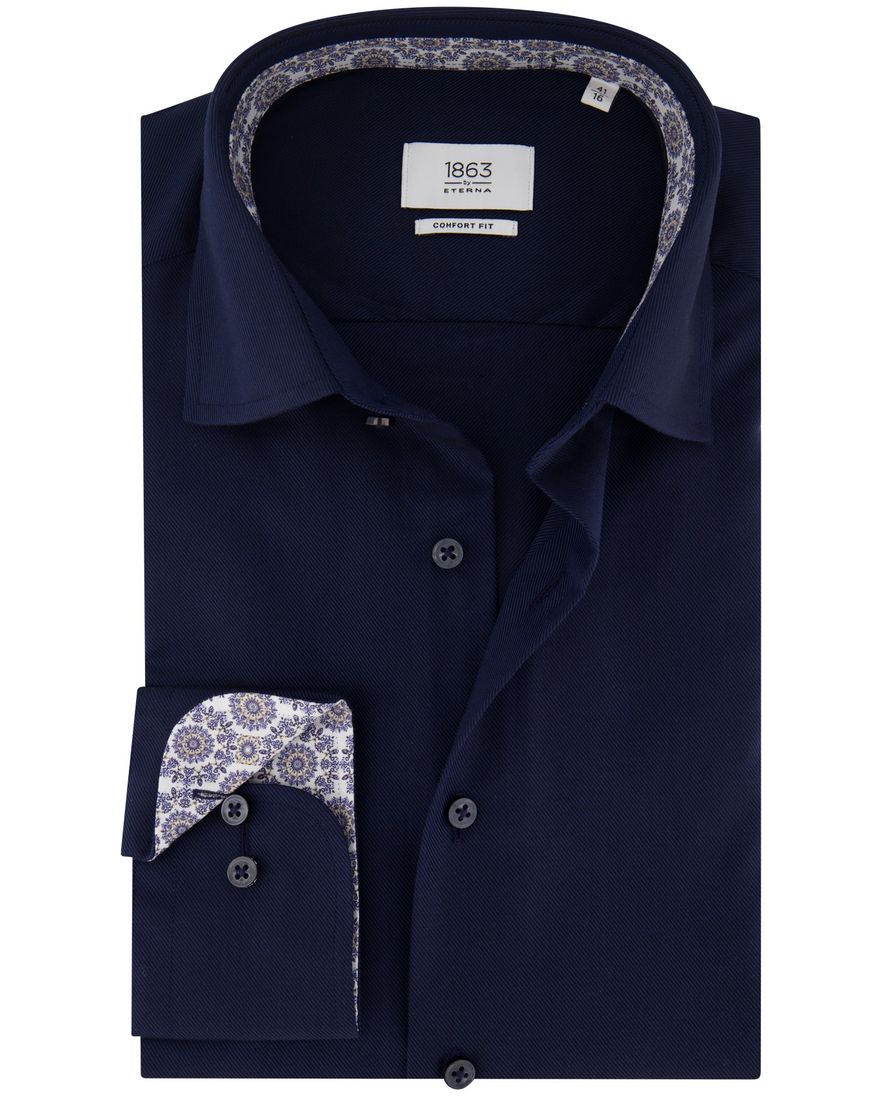 Eterna overhemd Comfort Fit donkerblauw strijkvrij