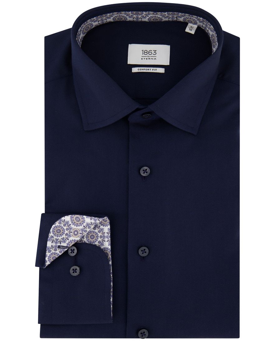 Eterna overhemd Comfort Fit donkerblauw strijkvrij