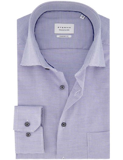 Eterna Eterna Comfort Fit strijkvrij overhemd geprint borstzak strijkvrij