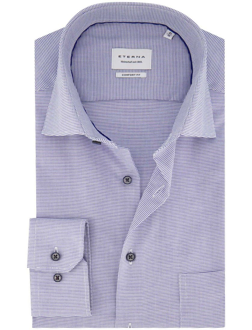 overhemd Eterna strijkvrij geprint borstzak